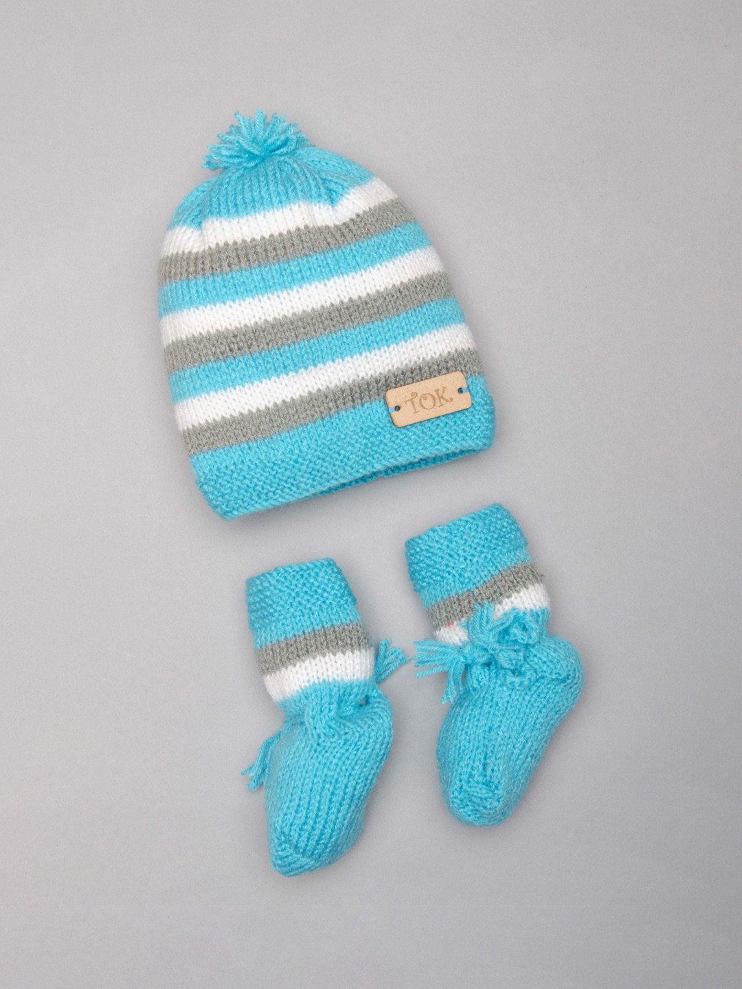 

The Original Knit Kids Blue & White Striped Acrylic Beanie & Socks