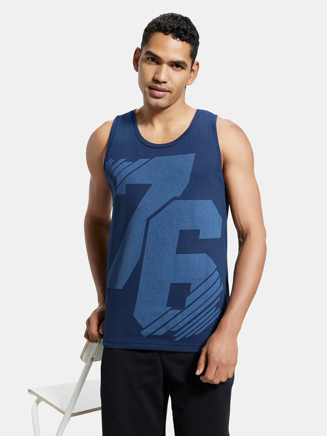 

Jockey Combed Cotton Rich Graphic Tank Top-9928, Blue