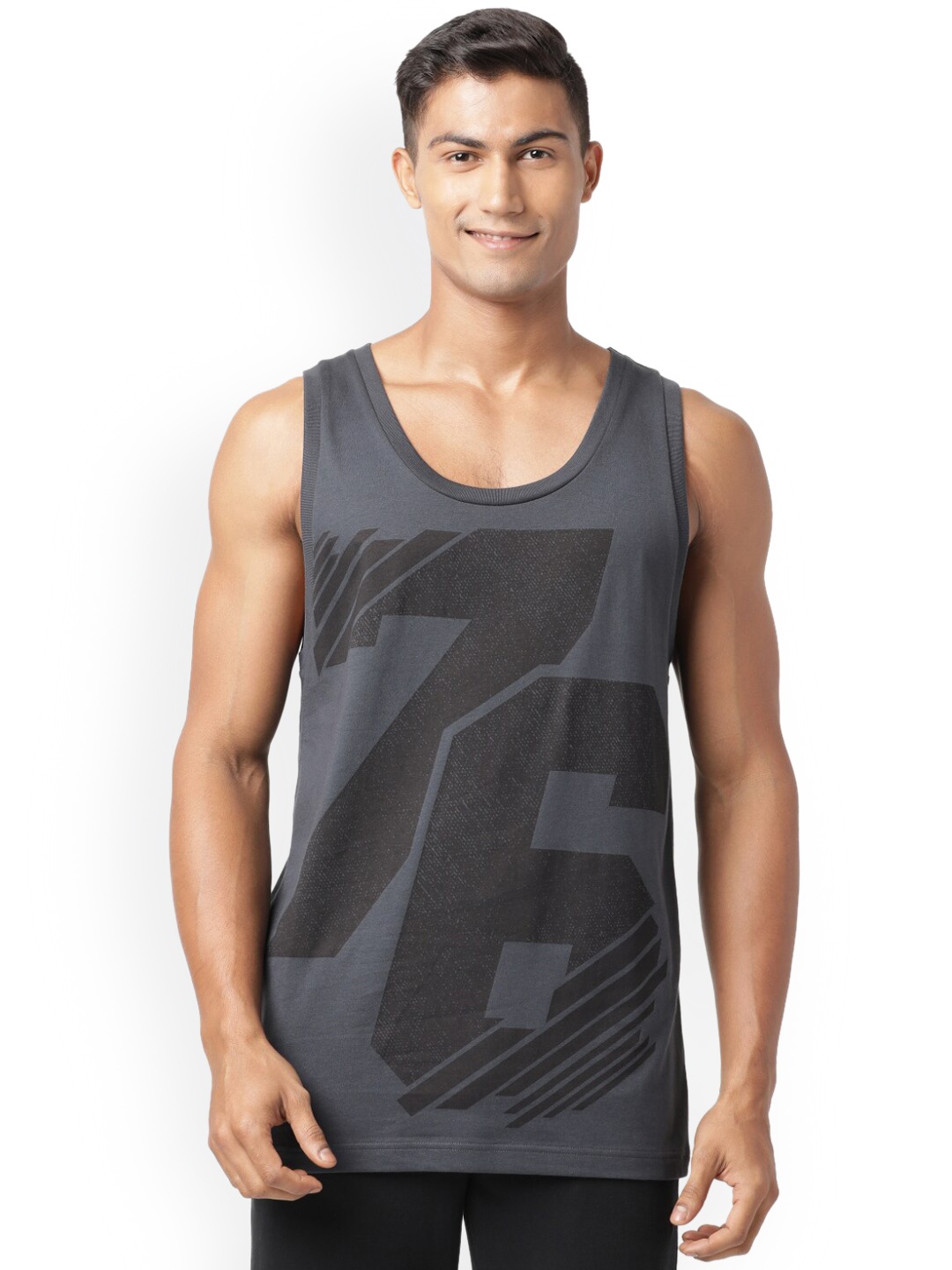 

Jockey Men Grey Printed Innerwear Vests