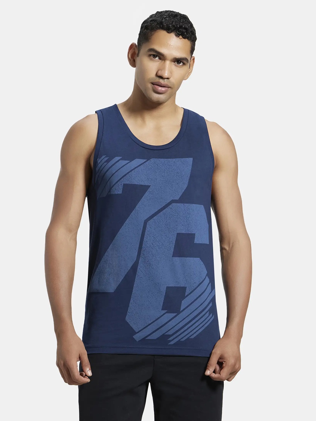 

Jockey Combed Cotton Rich Graphic Tank Top-9928, Blue