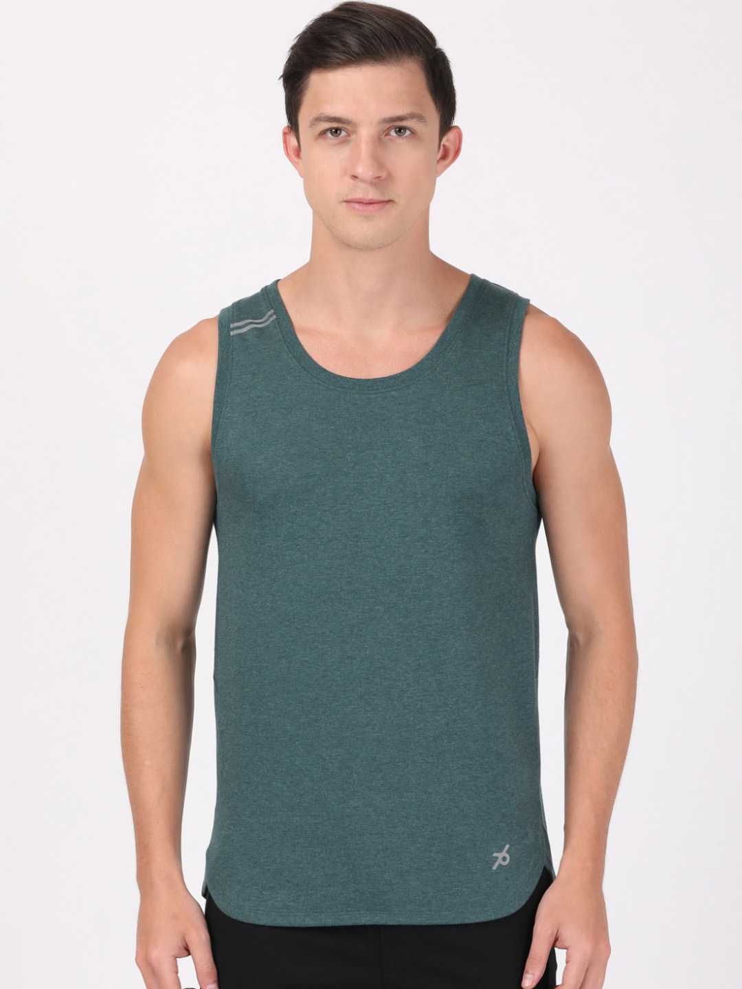 

Jockey Men Green Solid Cotton Innerwear Tank Vests