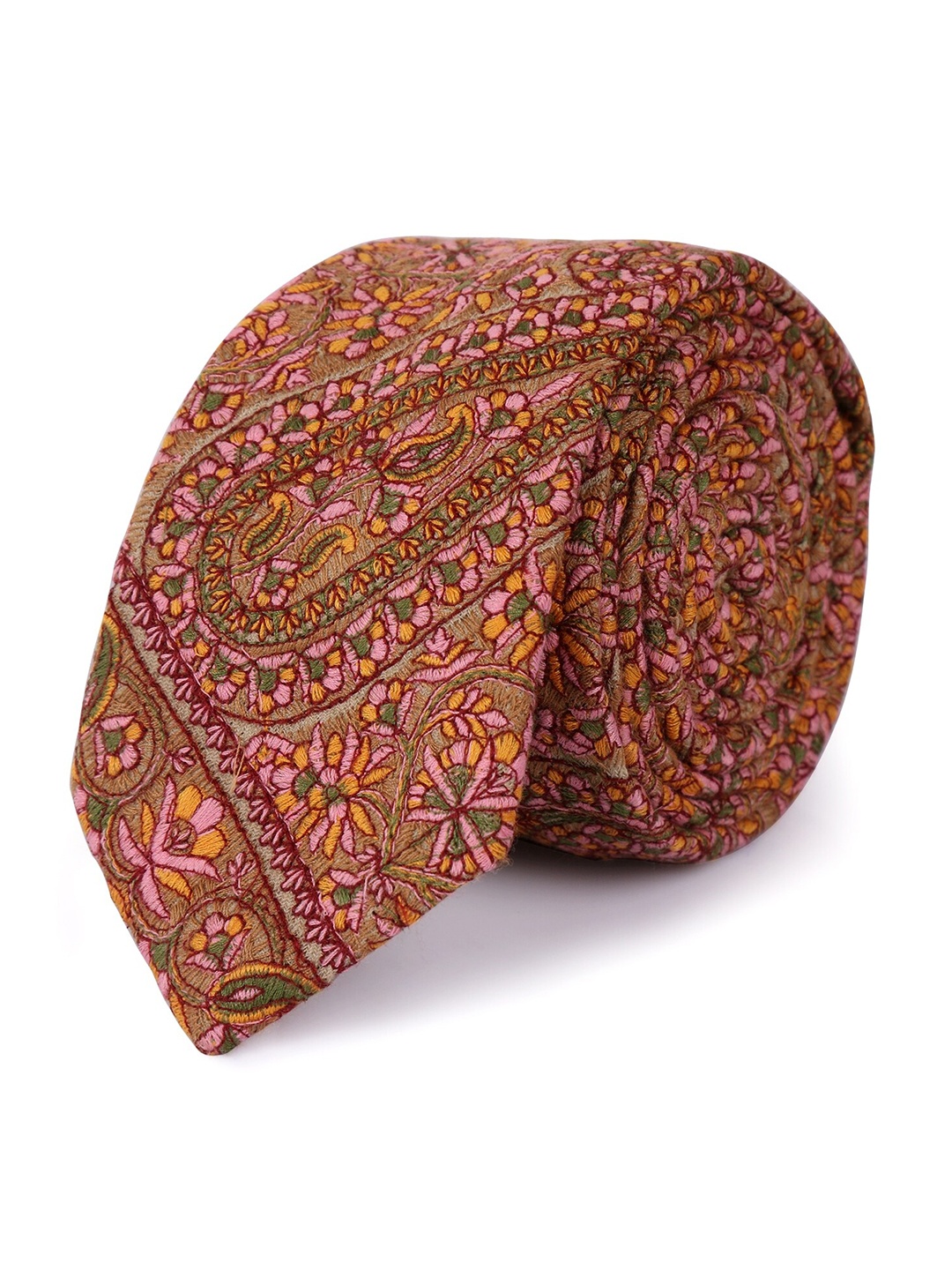 

Pashtush Men Beige & Yellow Printed Broad Tie