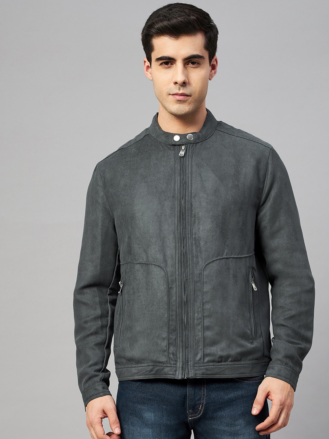 

Marks & Spencer Men Grey Suede Tailored Jacket