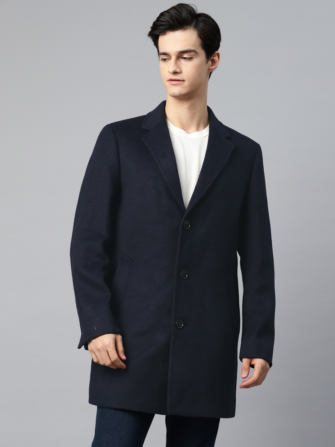 

Marks & Spencer Notched Lapel Longline Over Coat, Blue