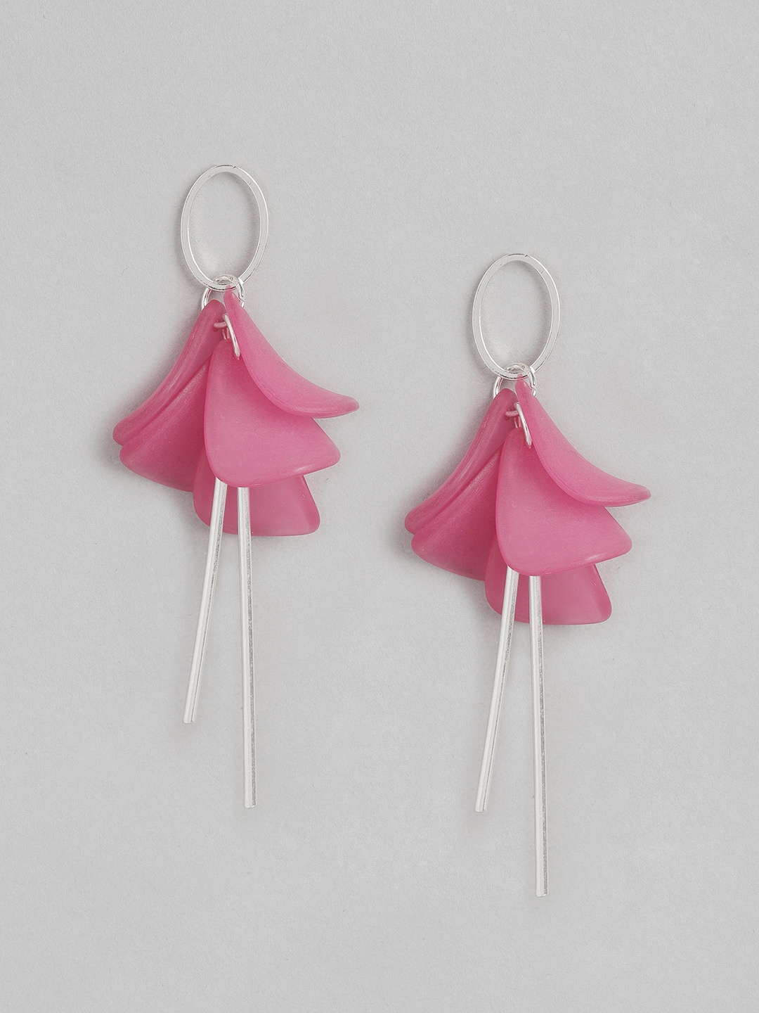 

Forever New Purple & Silver-Toned Floral Drop Earrings