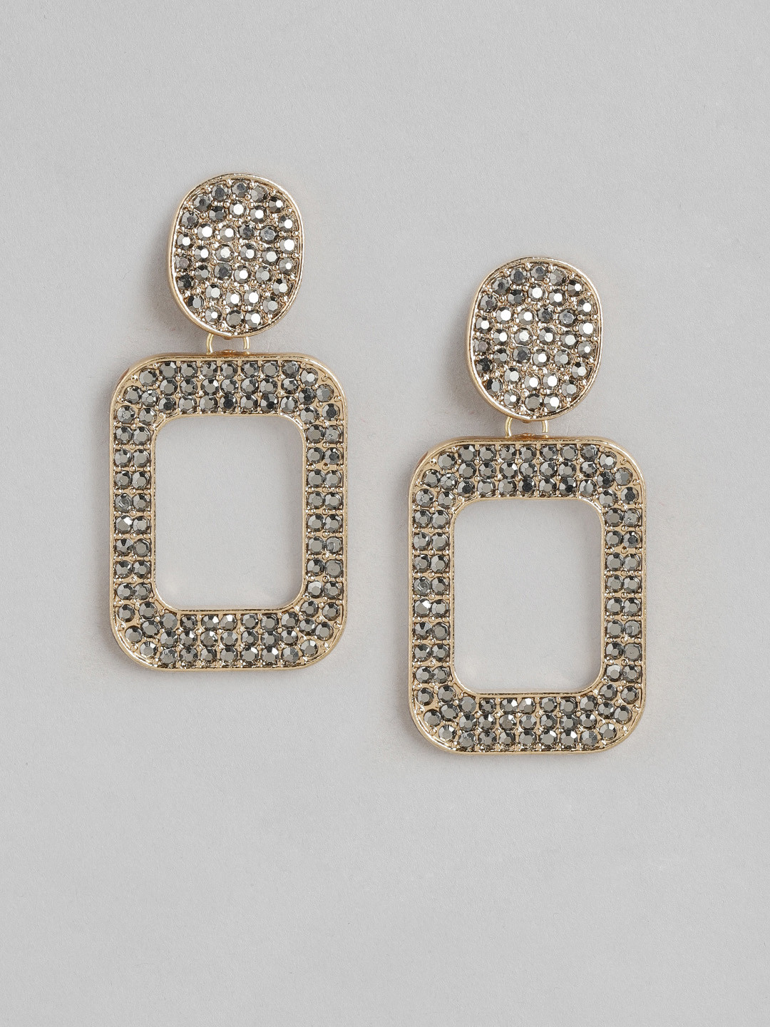 

Forever New Gold-Toned & Black Geometric Drop Earrings