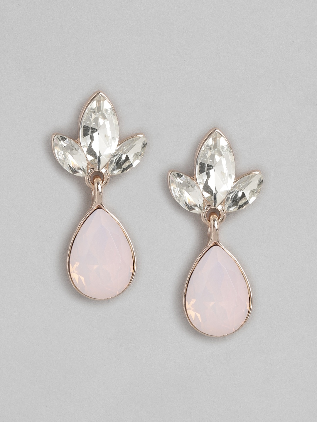 

Forever New Pink & Gold-Toned Teardrop Shaped Drop Earrings