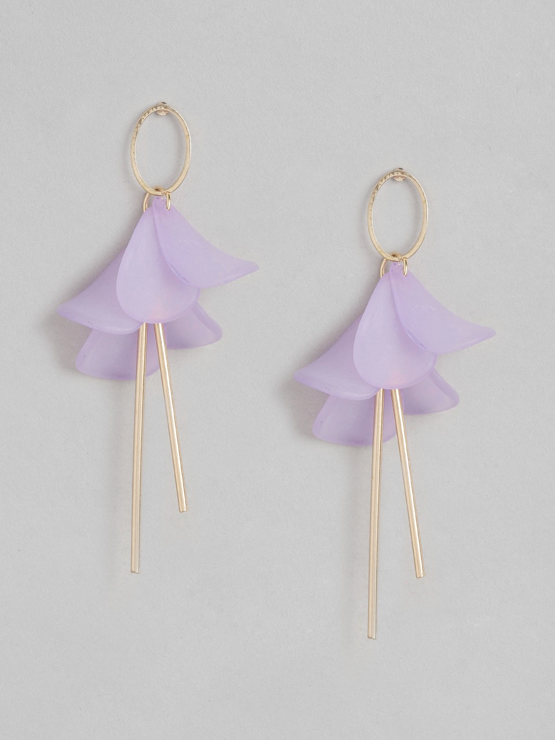 

Forever New Purple & Gold-Toned Contemporary Drop Earrings