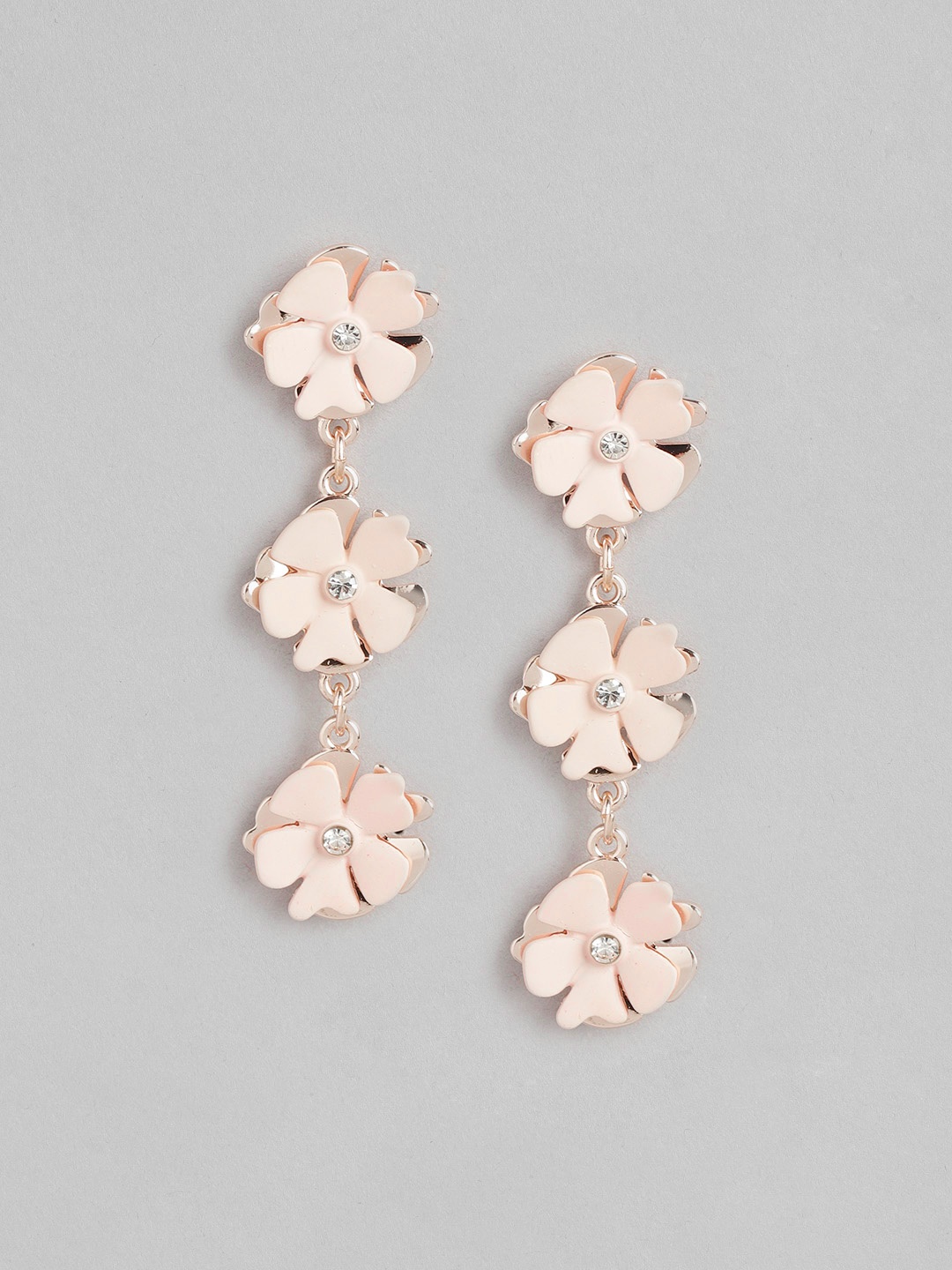 

Forever New Pink & Gold-Toned Floral Drop Earrings