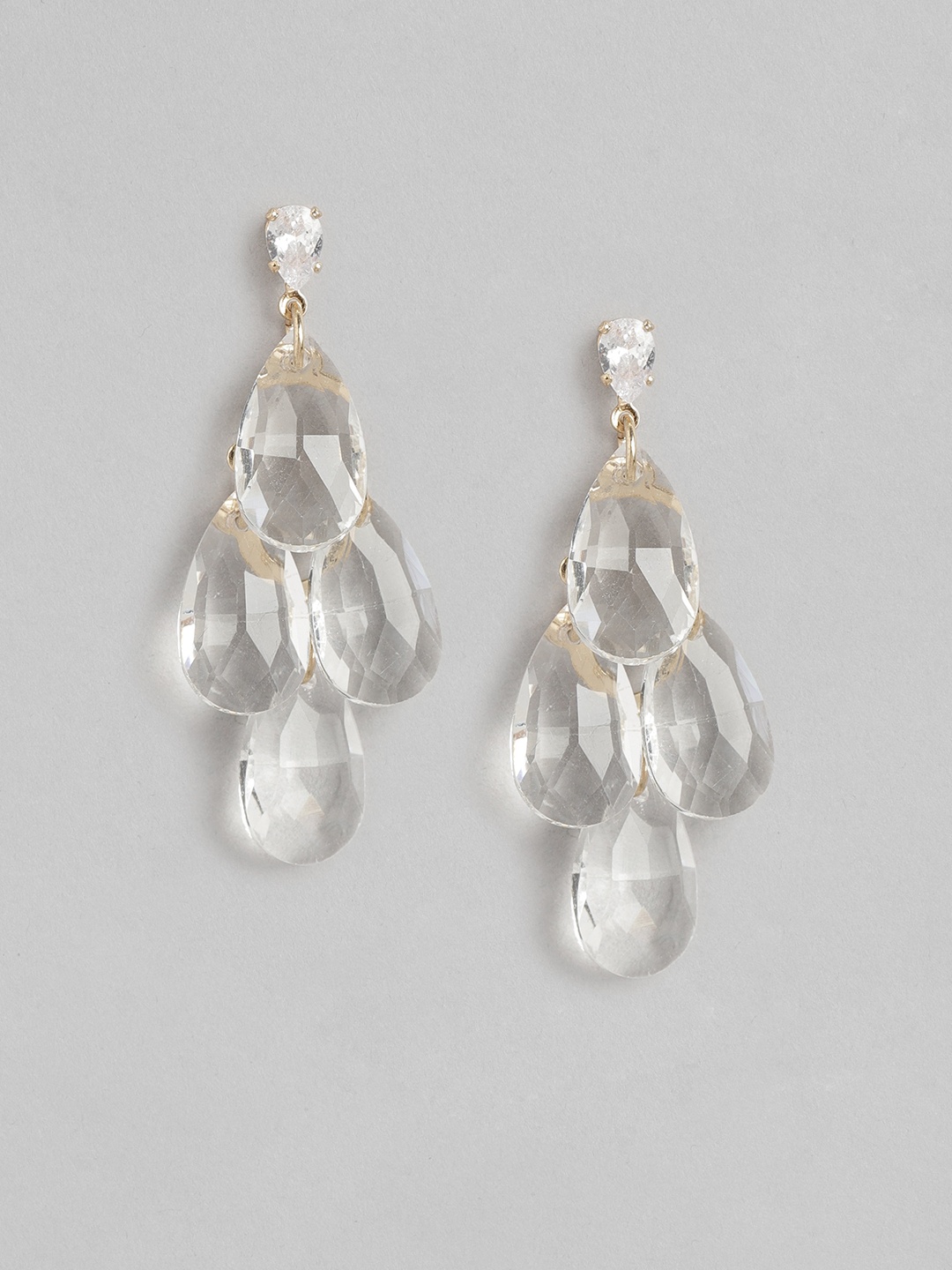 

Forever New Gold-Toned Teardrop Shaped Drop Earrings