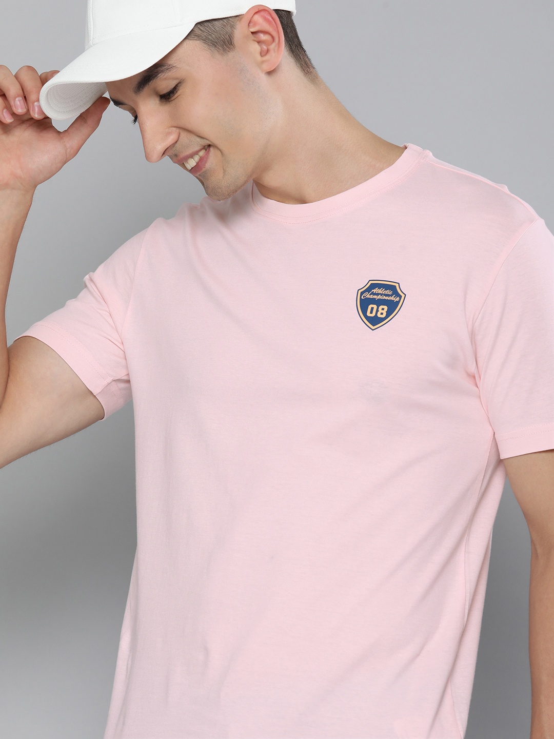 

HERE&NOW Men Pink Pure Cotton T-shirt