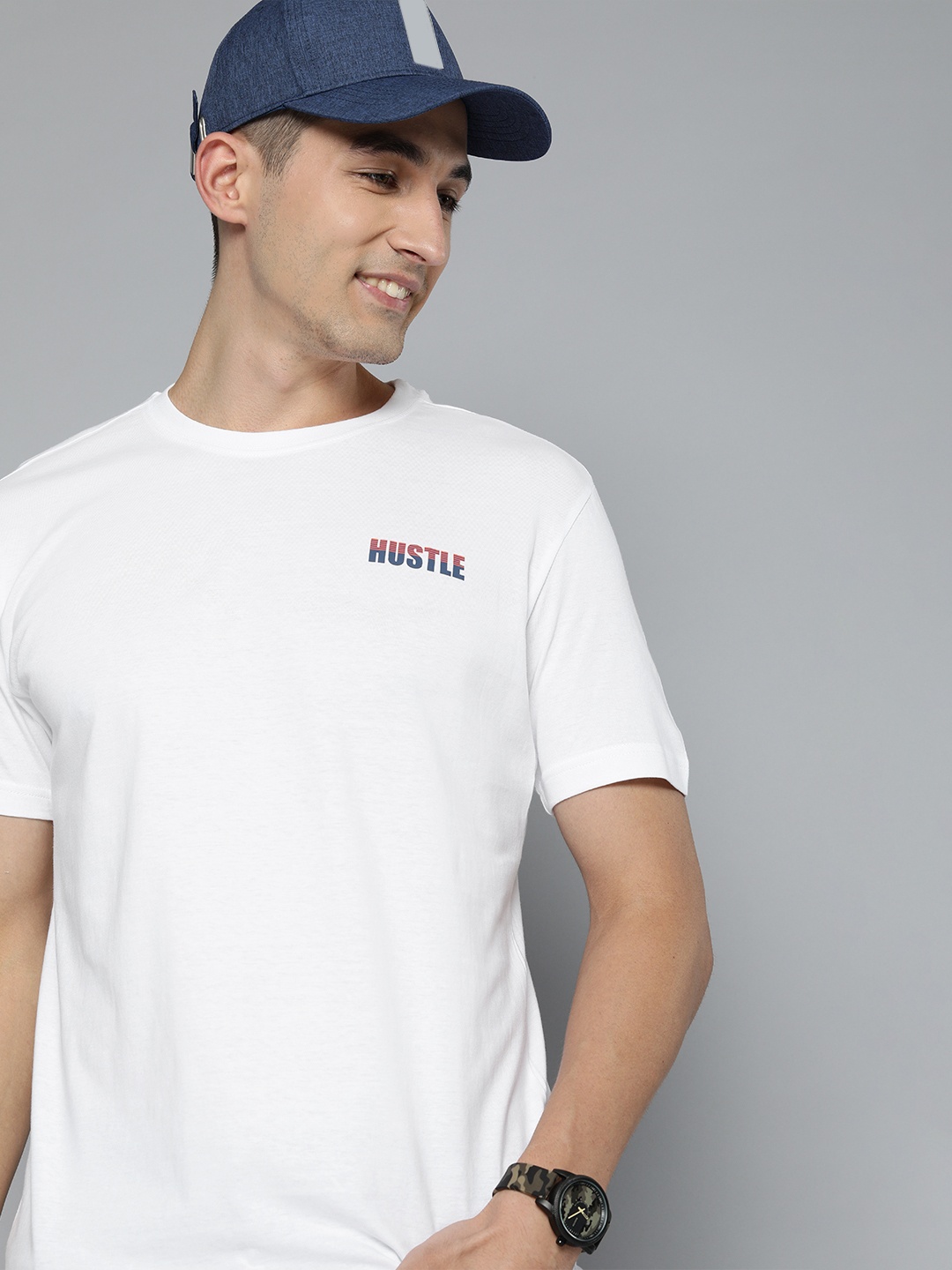 

HERE&NOW Men White Typography Printed Pure Cotton T-shirt