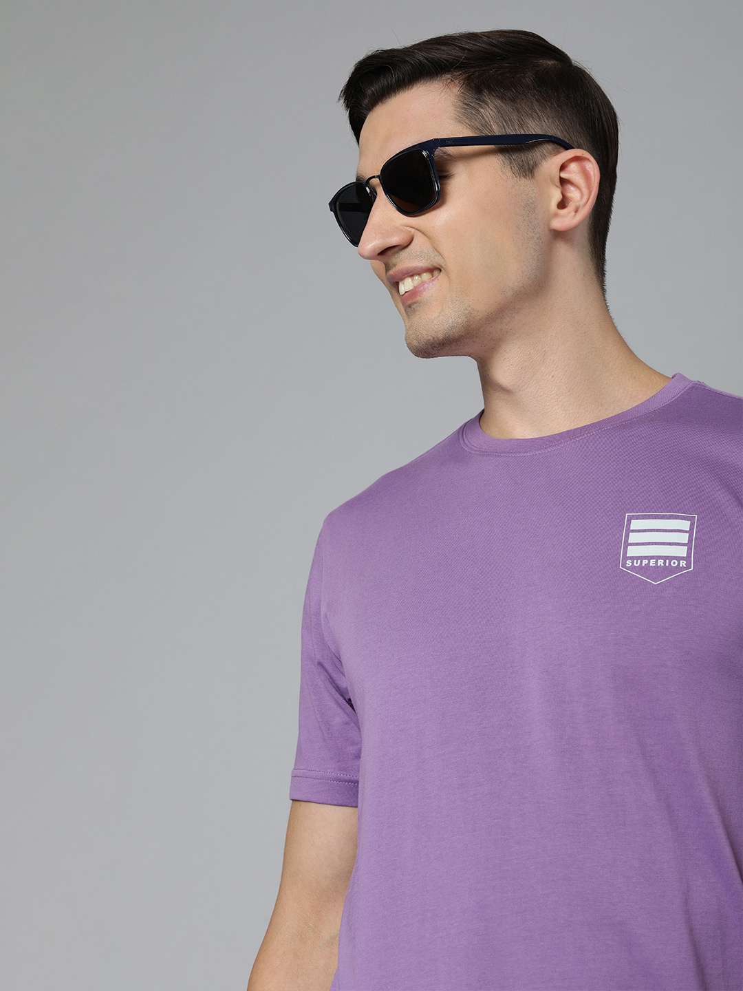 

HERE&NOW Men Lavender Pure Cotton T-shirt