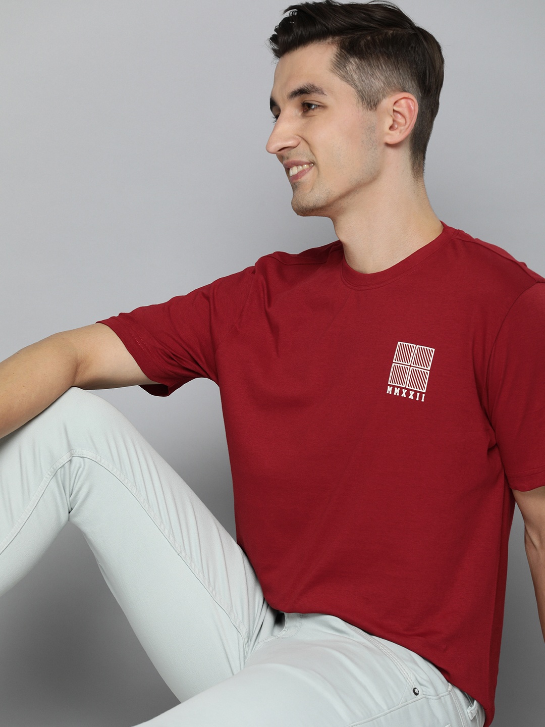 

HERE&NOW Men Red Pure Cotton T-shirt