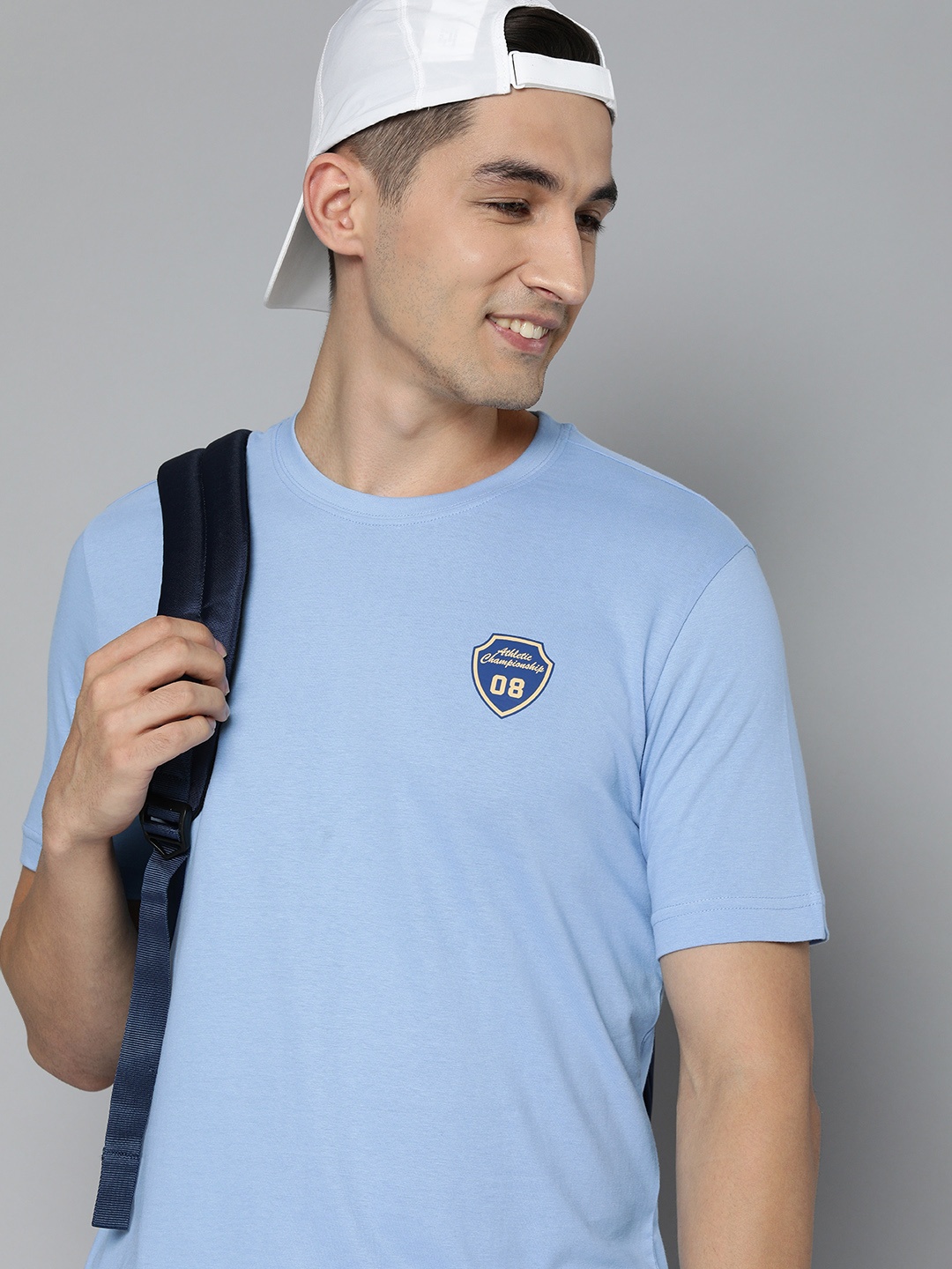 

HERE&NOW Men Blue Pure Cotton T-shirt