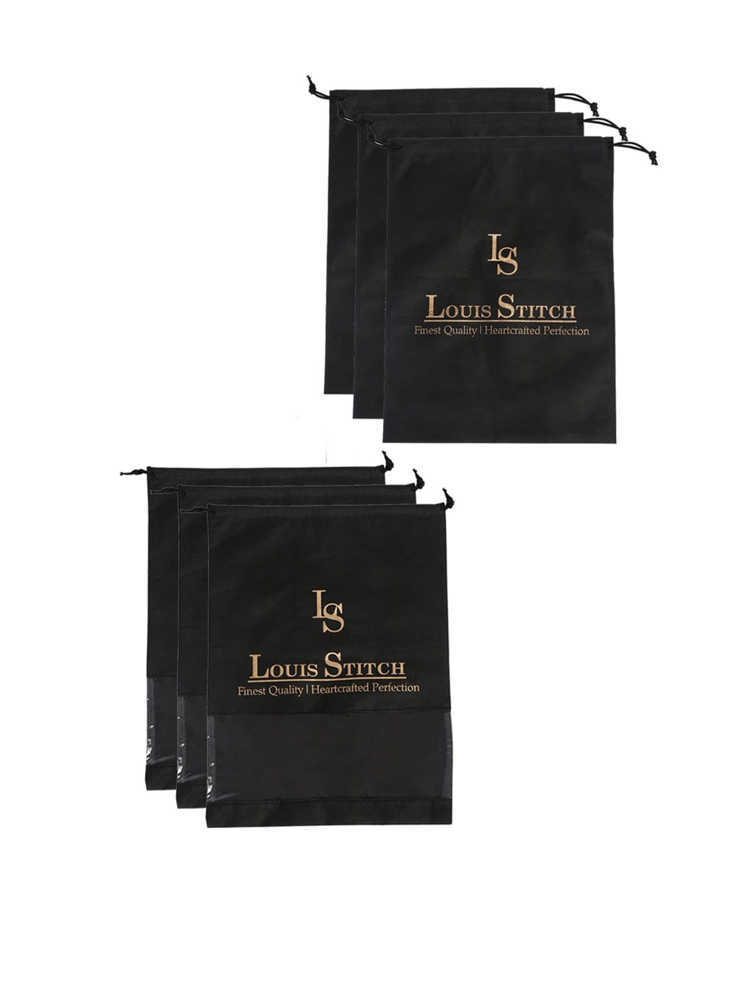 

LOUIS STITCH Men Set Of 6 Black Solid Shoe Organiser