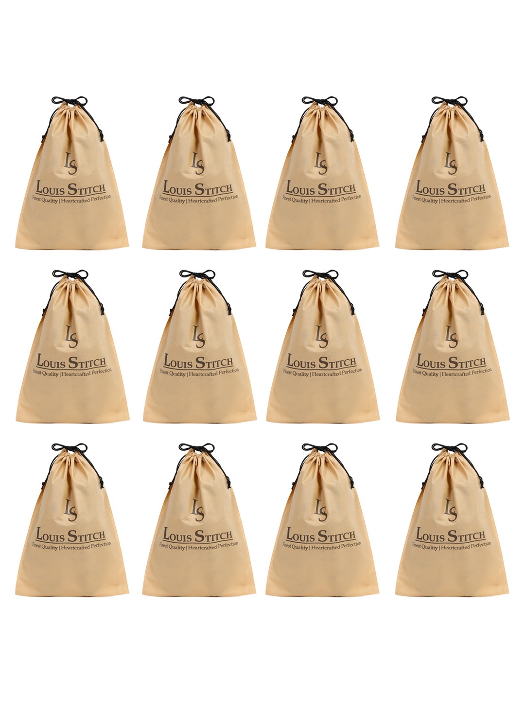 

LOUIS STITCH Men Set Of 12 Beige Colored Solid Shoe Bag