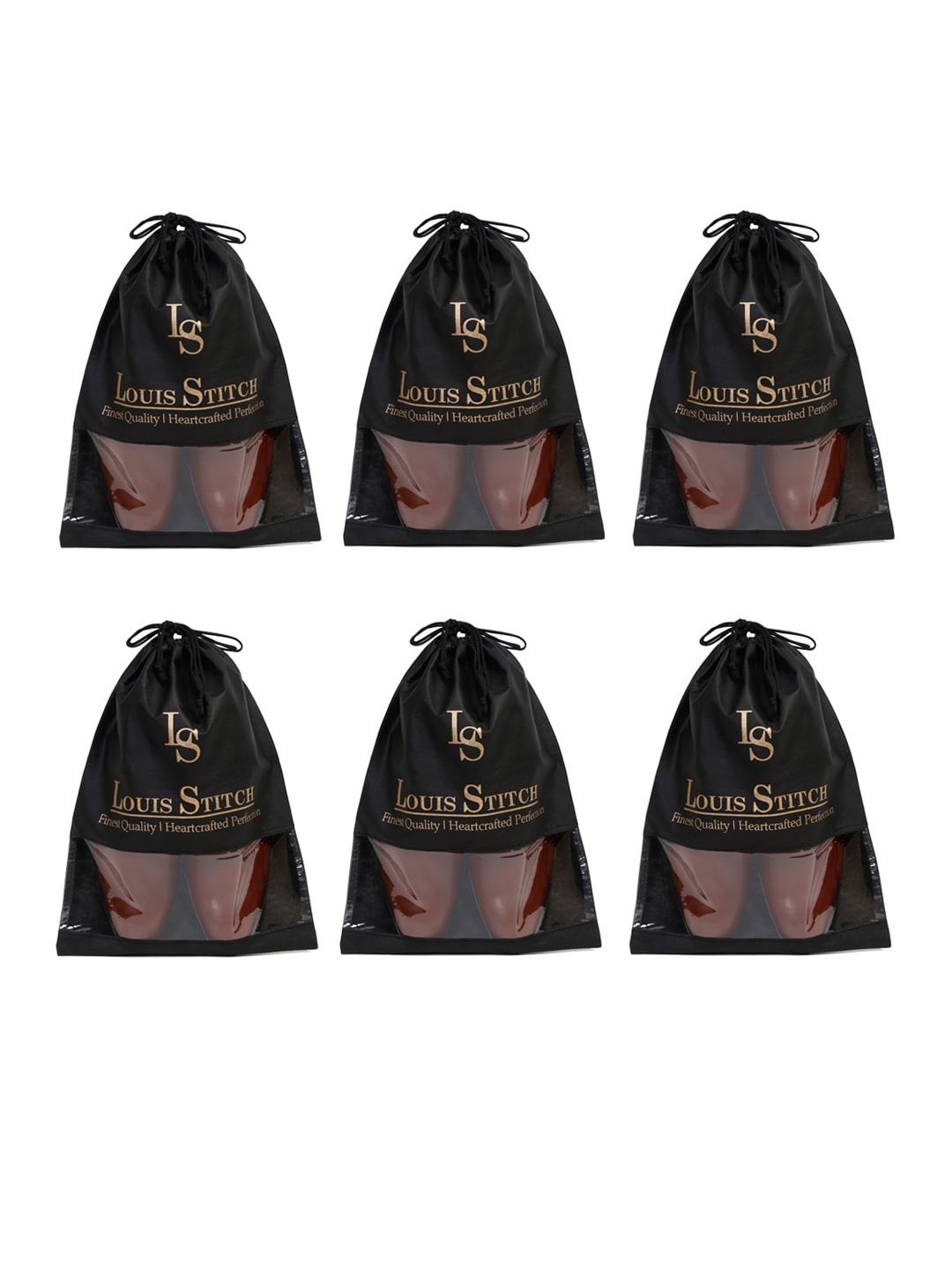 

LOUIS STITCH Men Set Of 6 Black Solid Shoe Organiser