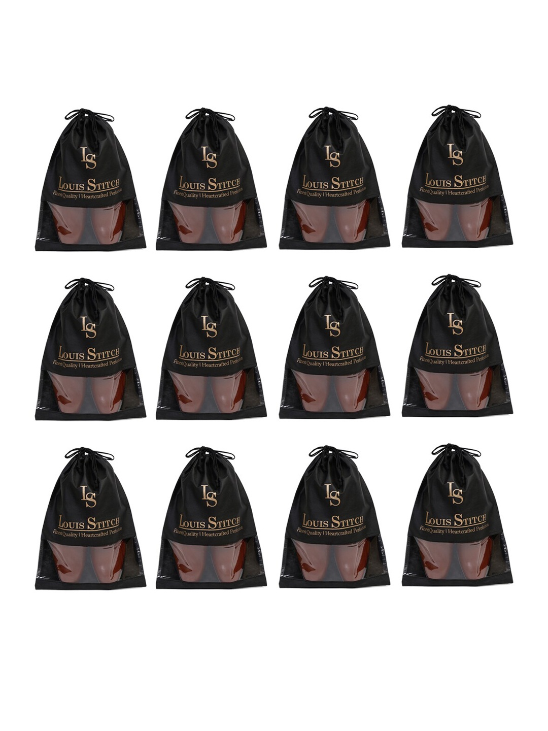 

LOUIS STITCH Men Pack Of 12 Black Solid Shoe Organiser