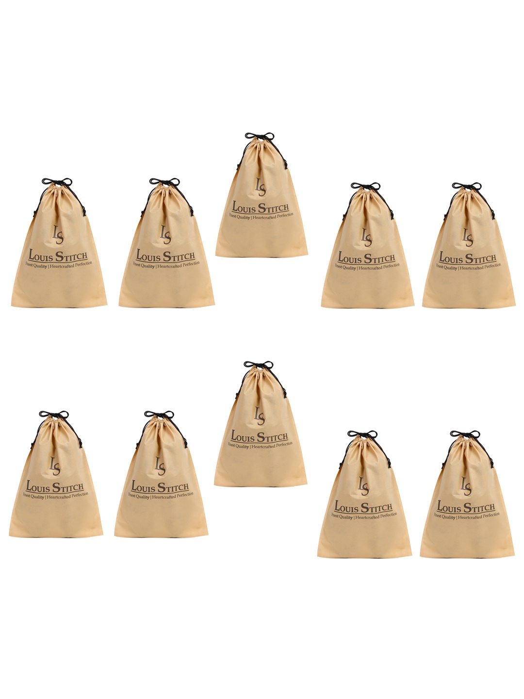 

LOUIS STITCH Men Set of 10 Beige Solid Shoe Bags