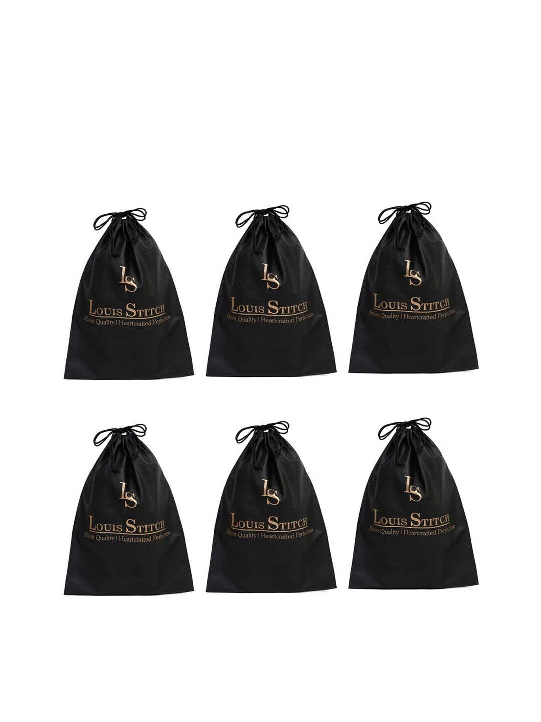 

LOUIS STITCH Set of 6 Non-Woven Shoe Bags, Black