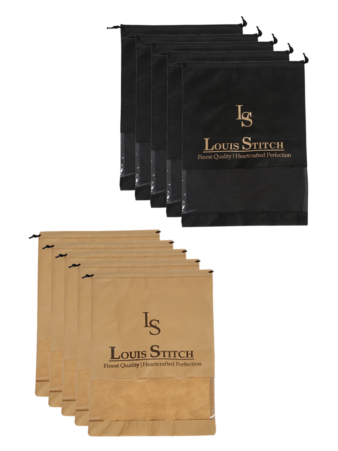 

LOUIS STITCH Men Set of 10 Solid Shoe Organiser, Black