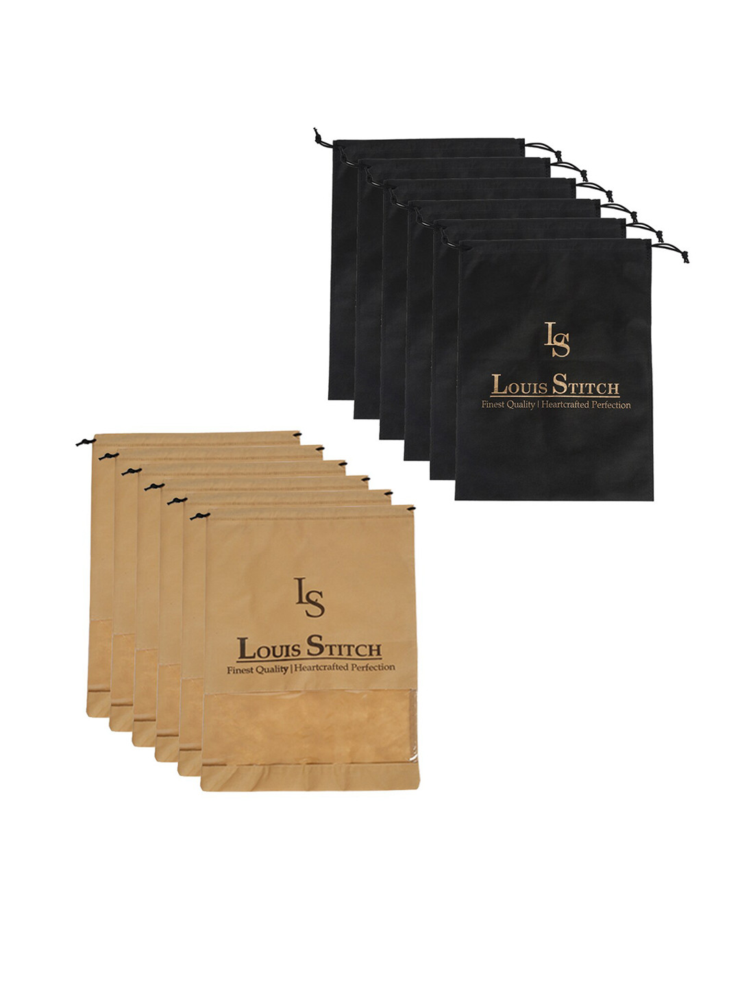 

LOUIS STITCH Men Black & Beige Set Of 12 Printed Shoe Organizer