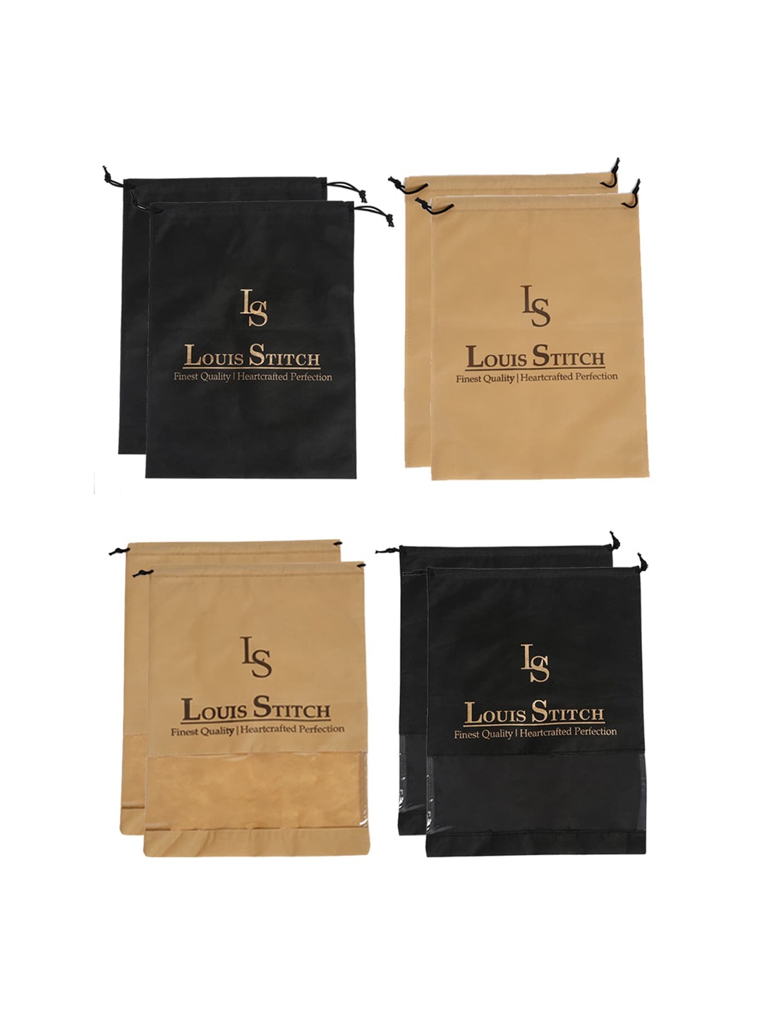 

LOUIS STITCH Men Set Of 8 Solid Shoe Organiser, Black