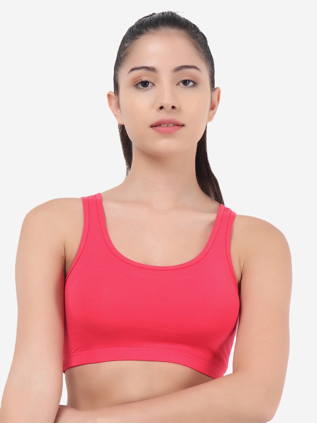 

Evalona Pink Non Padded Begineers Sports Bra