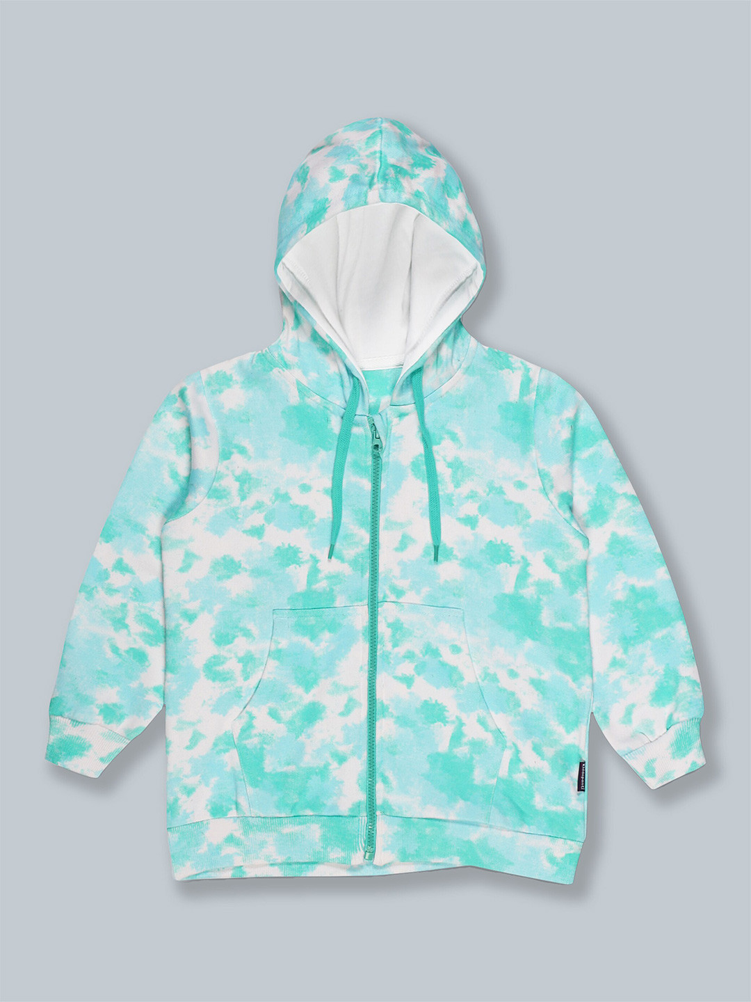 

KiddoPanti Unisex Kids Blue Tie And Dye Hooded Sweatshirt