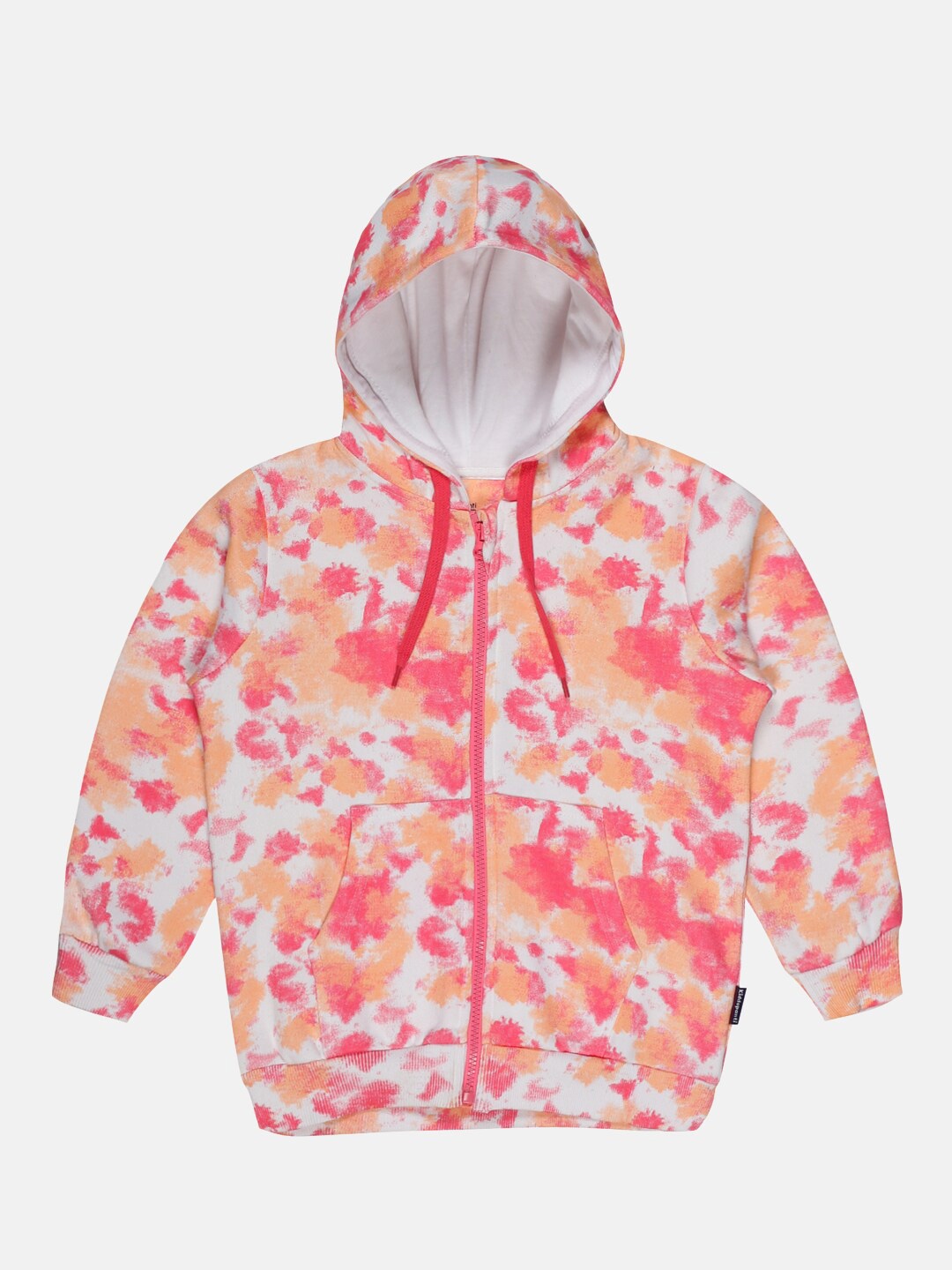 

KiddoPanti Unisex Kids Peach-Coloured Printed Hooded Sweatshirt