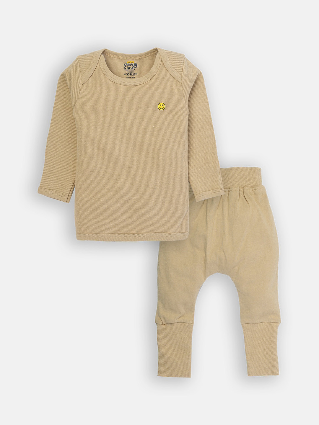 

AMUL Kandyfloss Unisex Kids Beige Pure Cotton T-shirt With Pyjamas