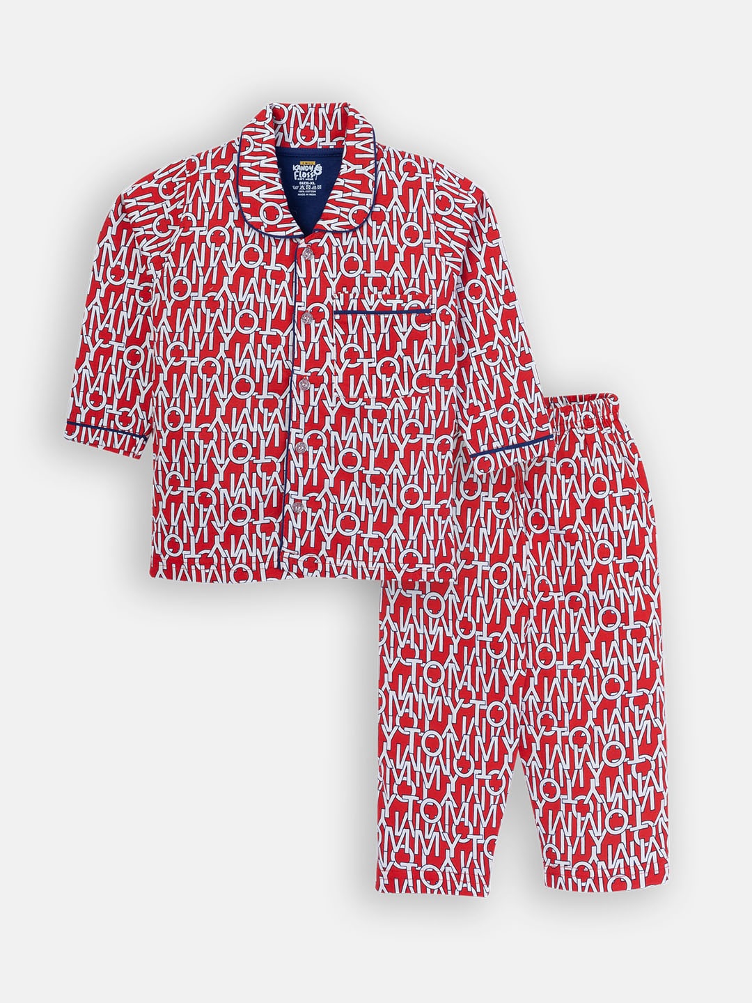 

AMUL Kandyfloss Unisex Kids Red Printed Night suit
