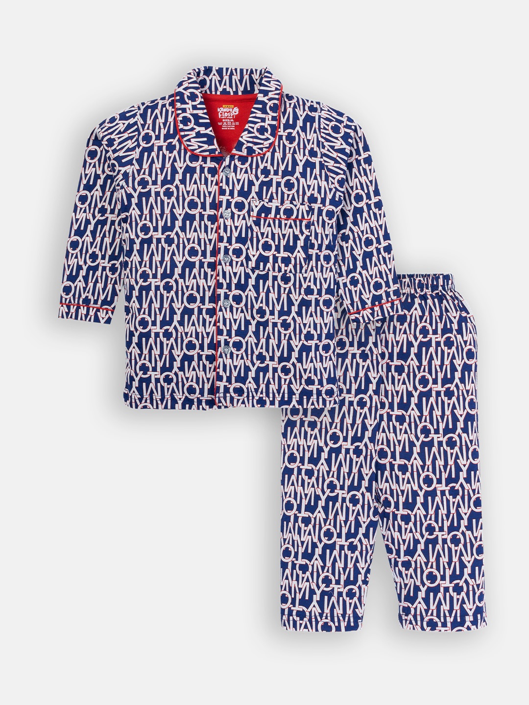 

AMUL Kandyfloss Unisex Kids Navy Blue & Off White Printed Night suit