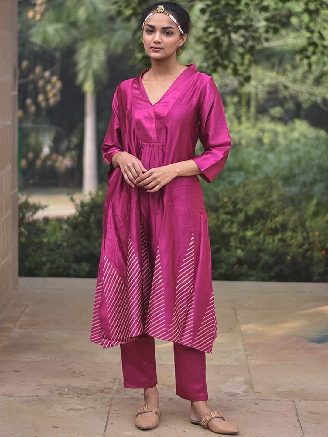 

Chidiyaa Printed Kurta with Trousers, Pink