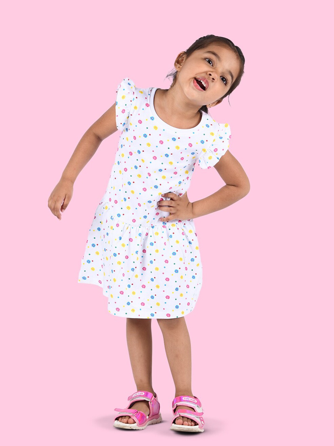 

Zalio Kids Girls White Printed A-Line Dress