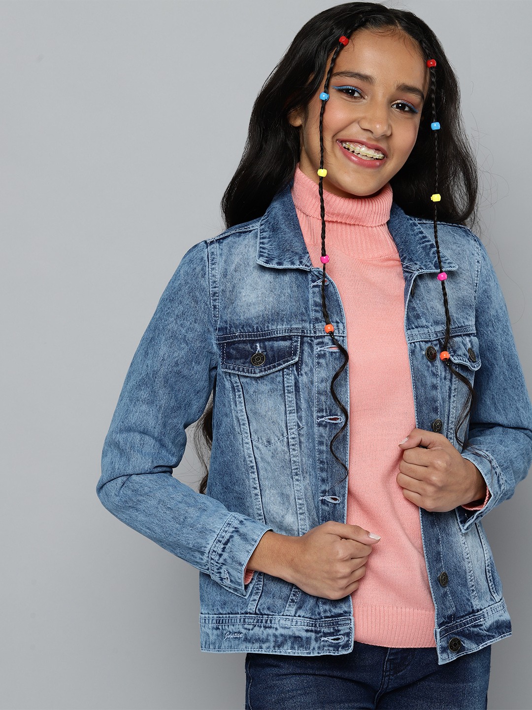 

JUSTICE Girls Blue Washed Denim Jacket