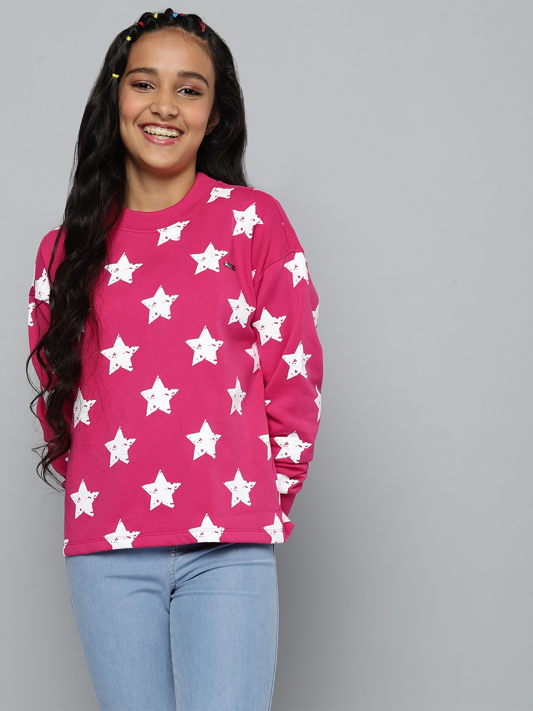 

JUSTICE Girls Pink Star Printed Sweatshirt