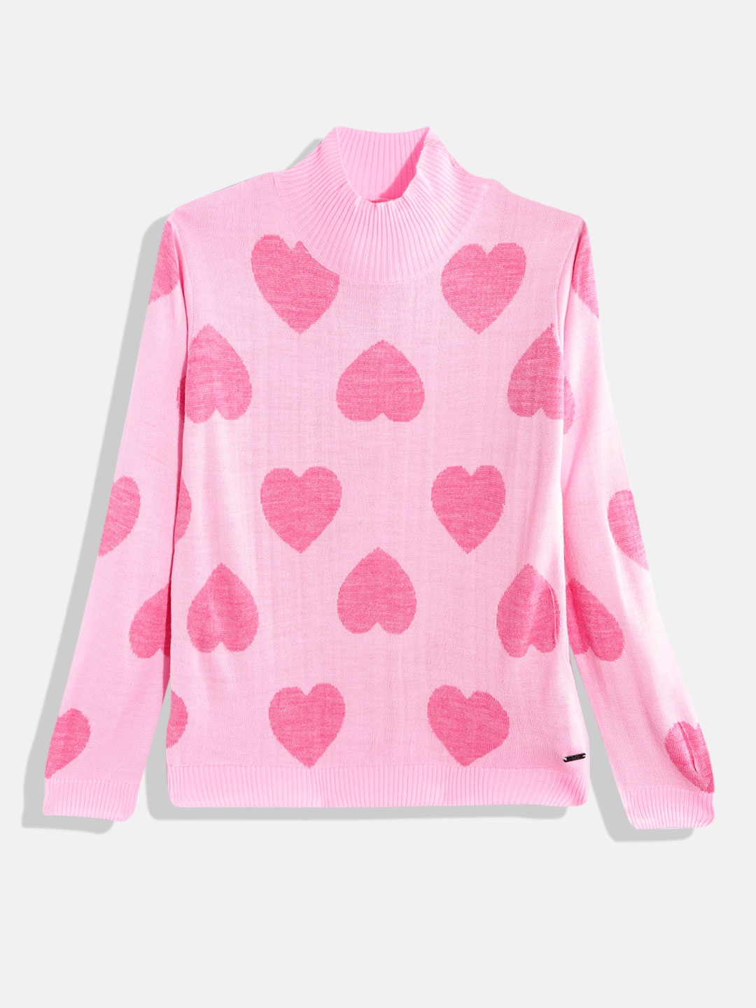

JUSTICE Girls Pink Heart Printed Pullover