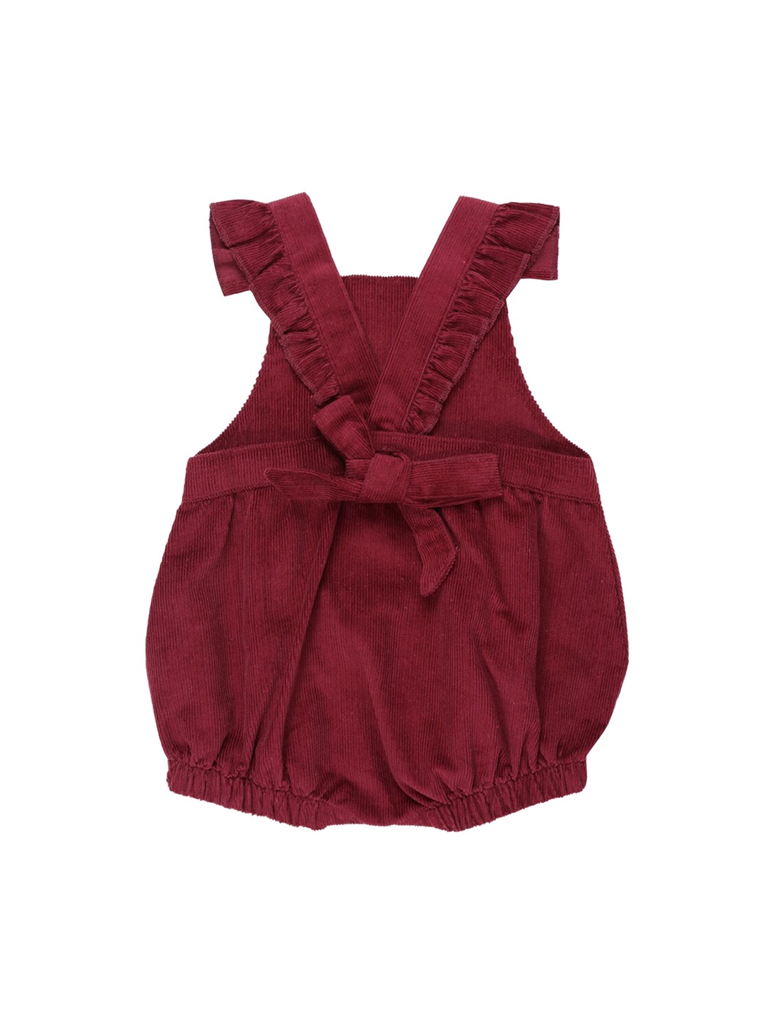 

Lilly and Sid Girls burgundy Solid Cotton Romper