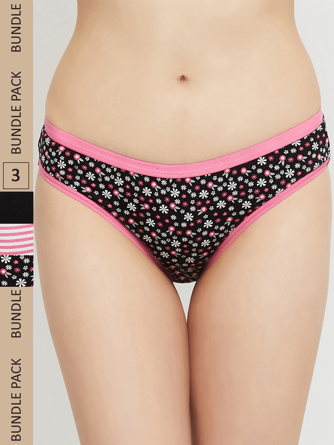 

max Women Pack Of 3 Printed Hipster Briefs, Pink
