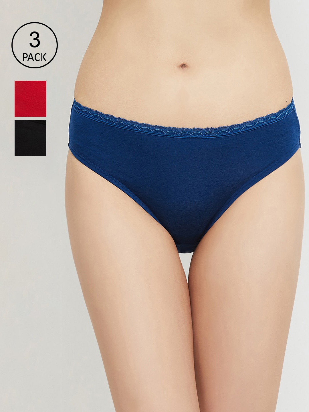 

max Women Pack Of 3 Solid Bikini Briefs, Black
