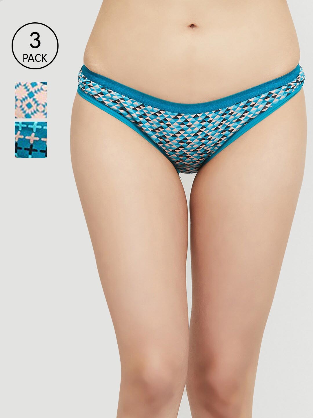 

max Women Pack Of 3 Teal Blue Printed Hipster Briefs