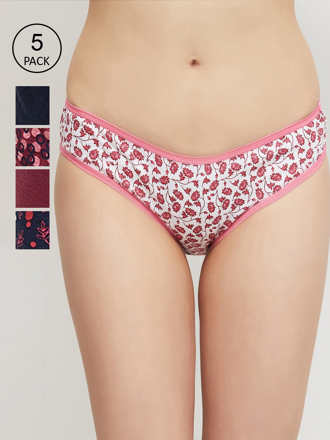 

max Women Pack Of 5 Floral Printed Hipster Cotton Briefs, Blue