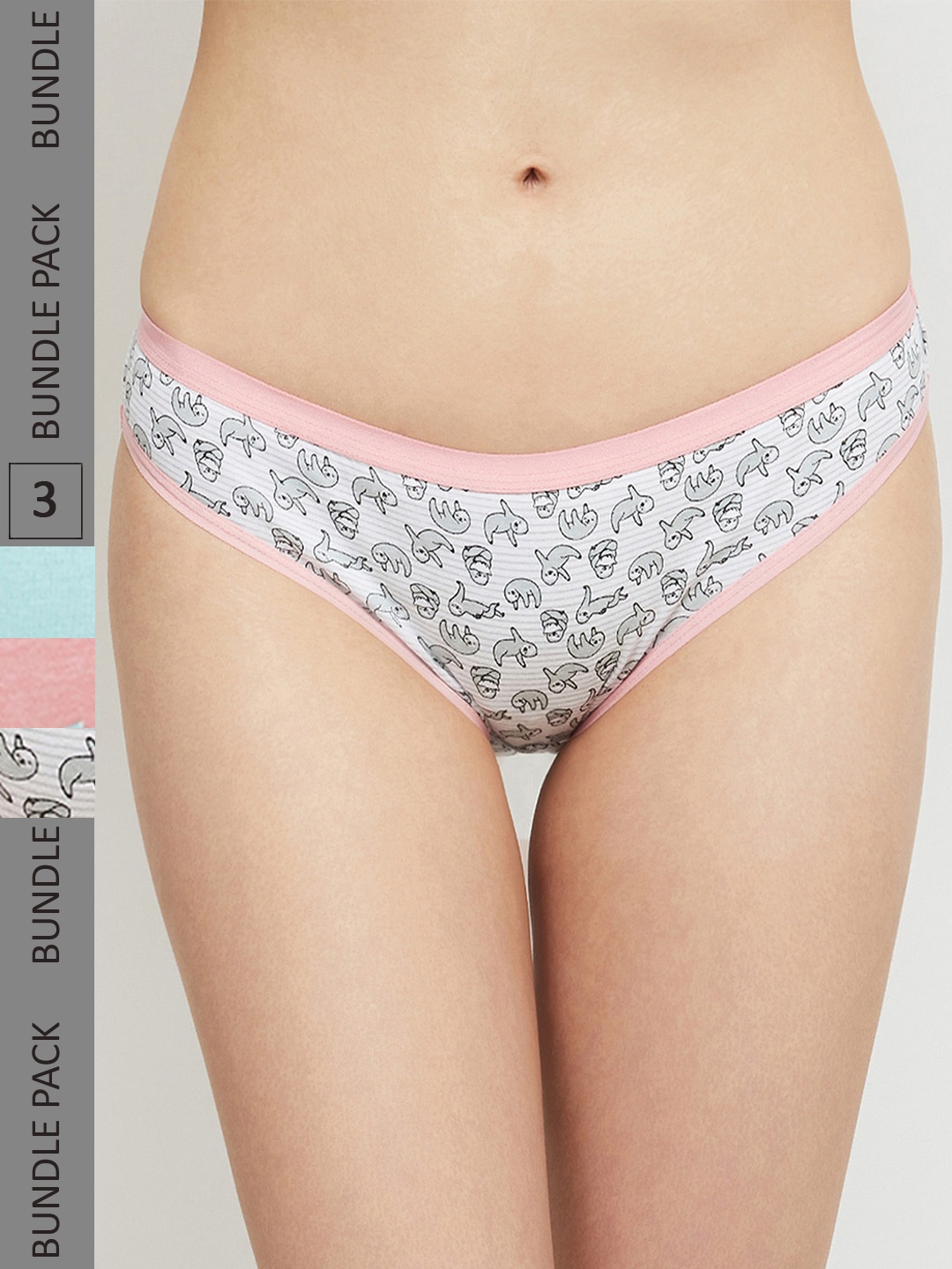 

max Women Pack Of 3 Printed Hipster Briefs, Pink