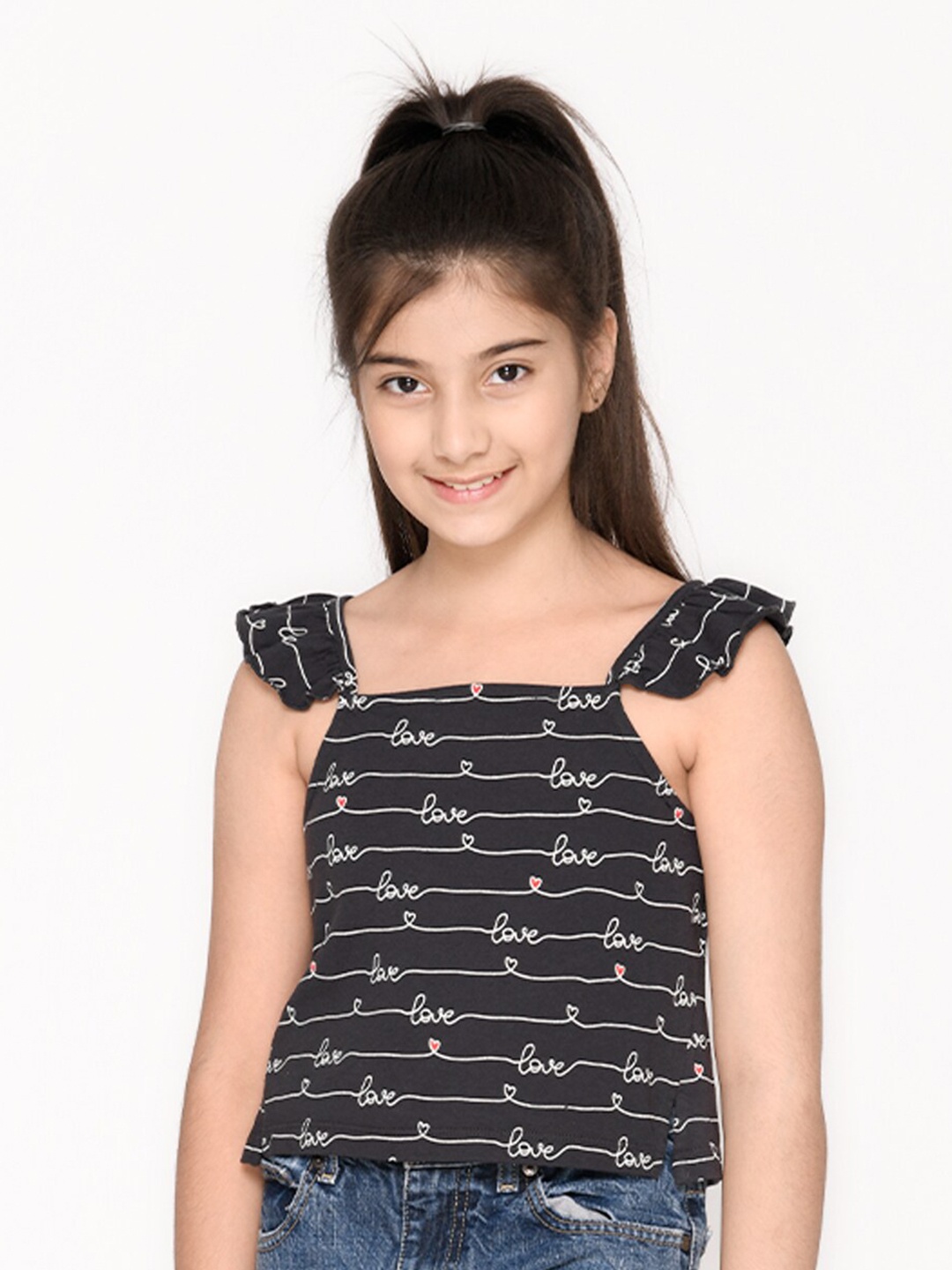 

SPUNKIES Black Print Organic Cotton Top