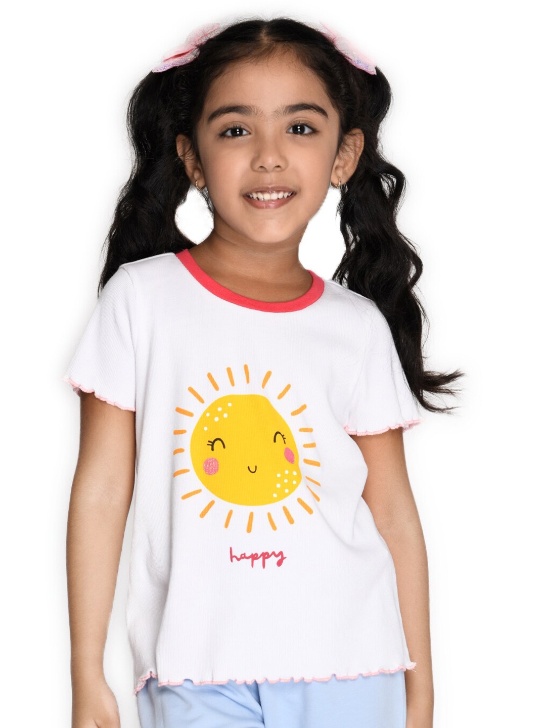 

SPUNKIES Girls White Printed Organic Cotton Top