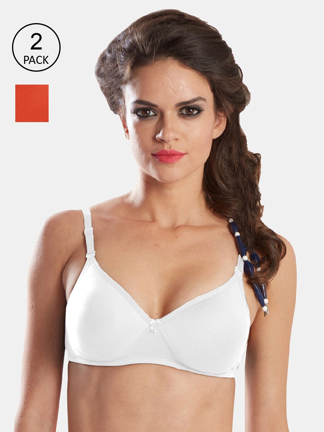 

Sonari Pack of 2 White & Peach-Coloured Lightly Padded Bra 0026carrotwhite30B-carrotwhite