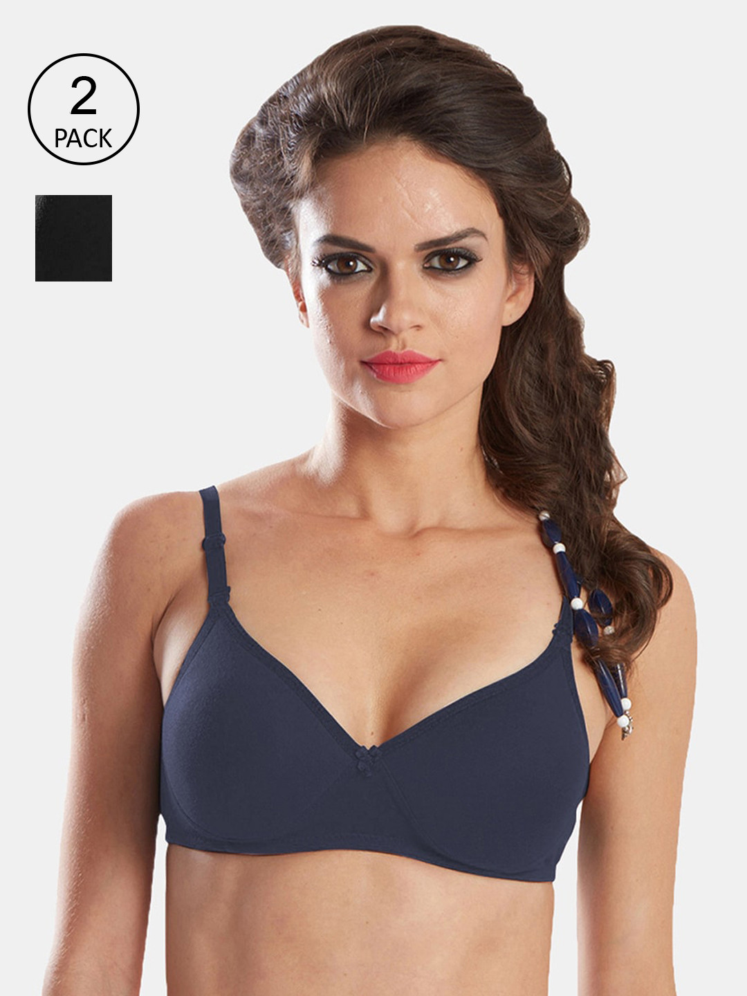 

Sonari Women Multi Pack of 2 Padded T shirt Bra, Black