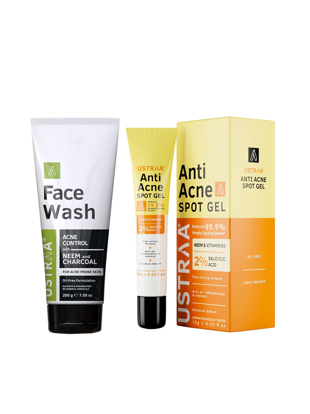 

Ustraa Men Neem & Charcoal Face Wash 200g with Anti-Acne Spot Gel 15g, Green